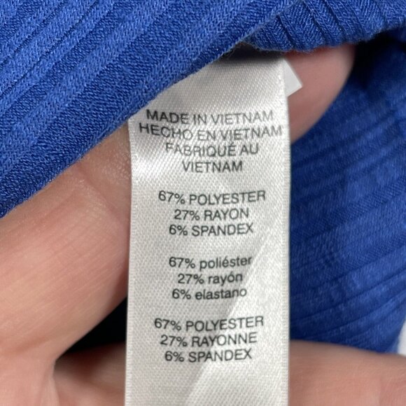 Chico's Top Womens Size 2 / L Blue Pullover Ribbed  3/4 Dolman Sleeve Scoop Neck - Picture 7 of 12